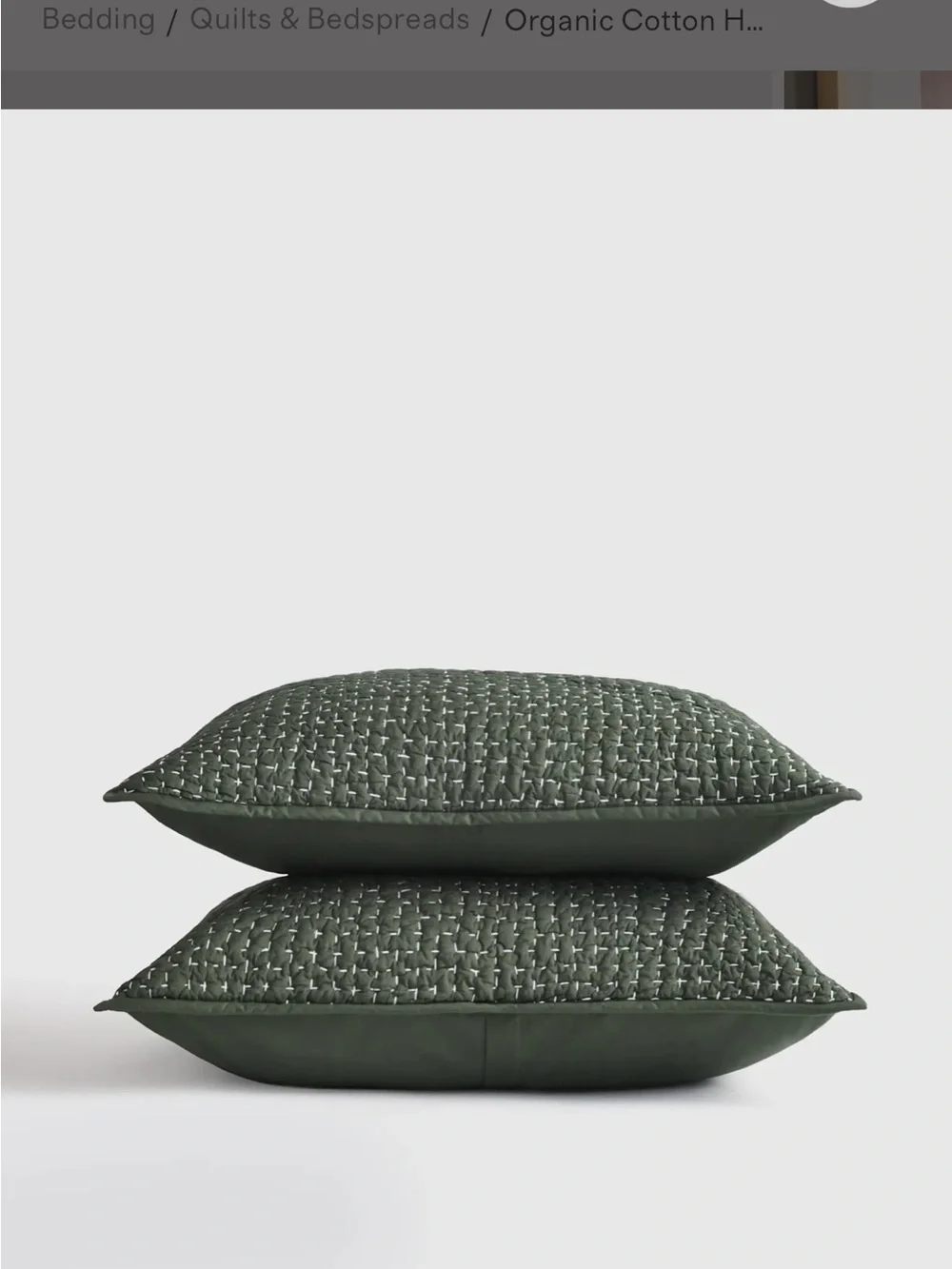 Quince | Organic Cotton Hand Stitched Quilted Sham Set STANDARD